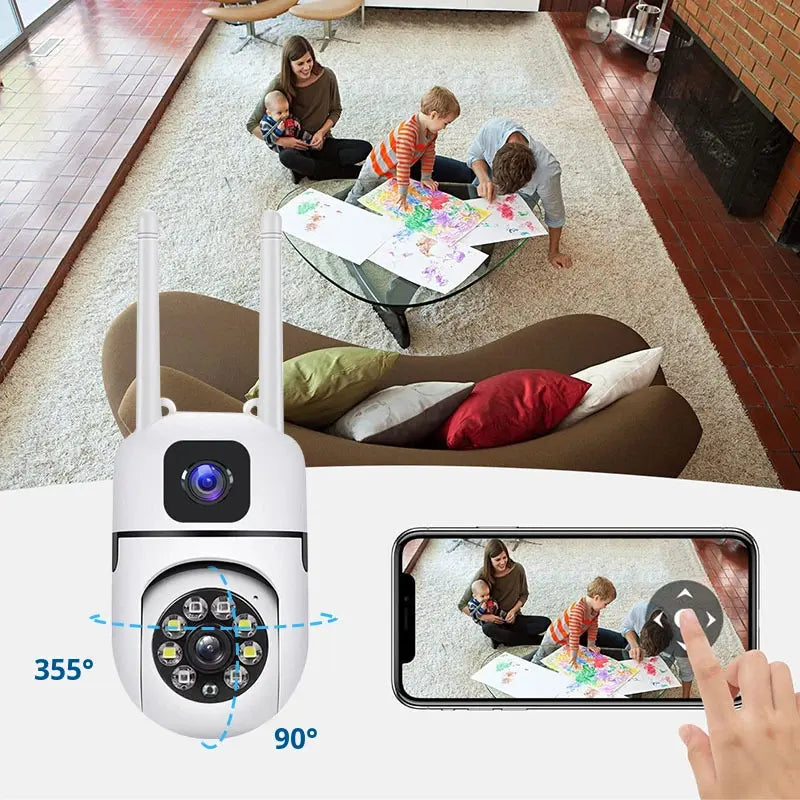 High Quality 1080P Night Vision Wifi Home Security Camera De Surveillence HD Wireless Ptz Dual Lens Camera Manufacturer