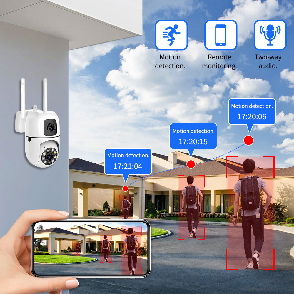 High Quality 1080P Night Vision Wifi Home Security Camera De Surveillence HD Wireless Ptz Dual Lens Camera Manufacturer