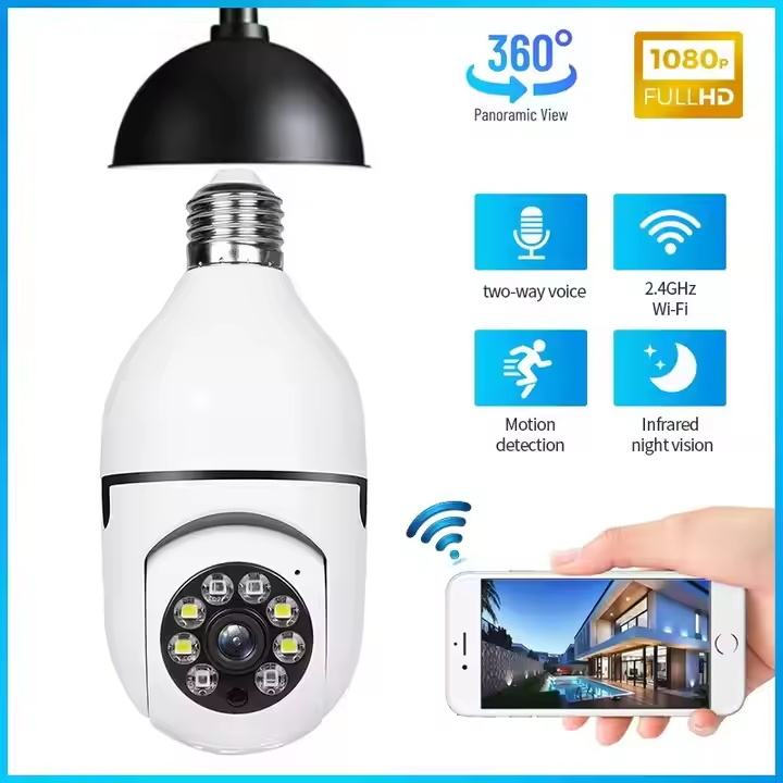 Indoor 1080P WIFI Intelligent Remote Control APP Camera De Surveillence Viewing PTZ Light Bulb Home Security Camera De Segurana